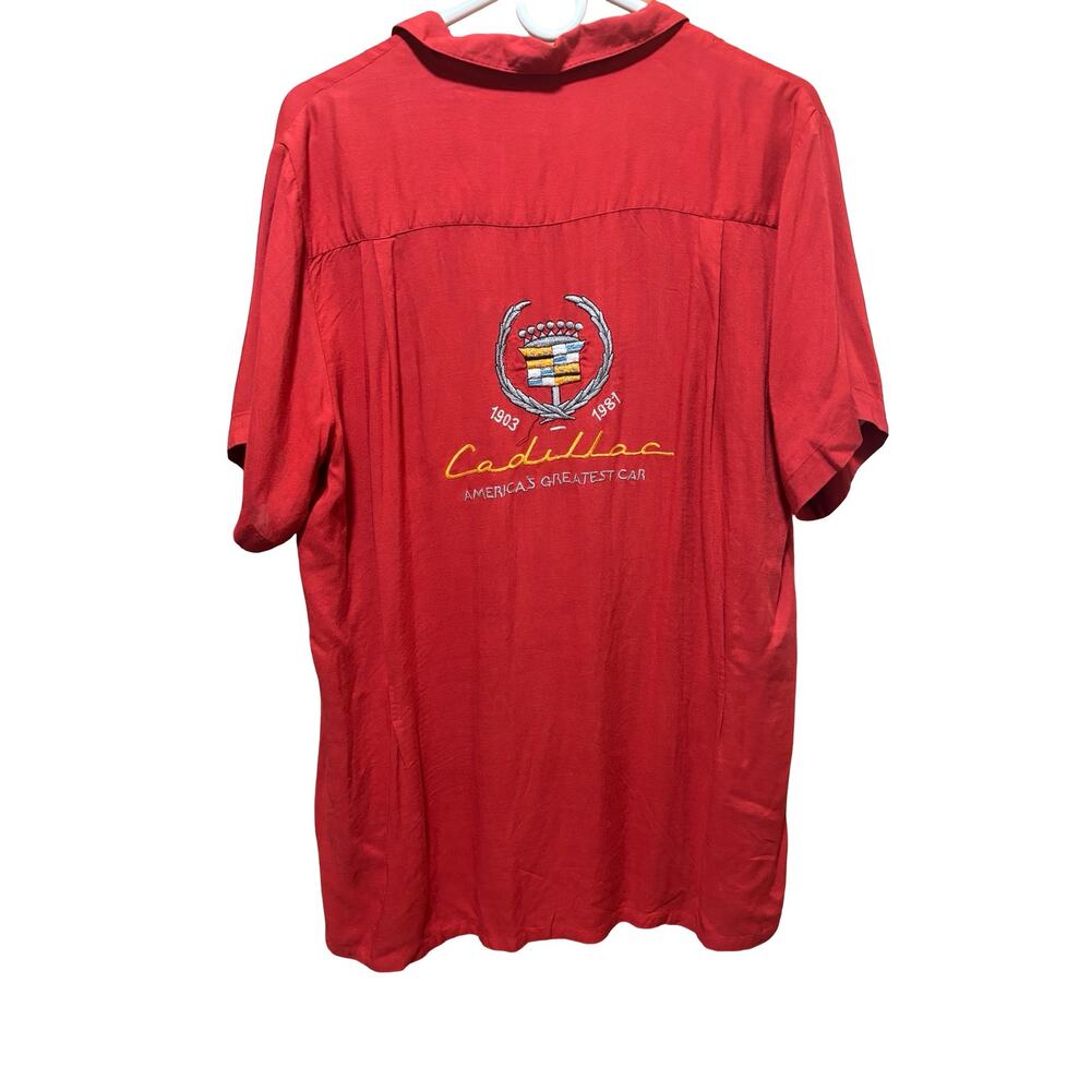 Vintage 80s Cadillac Button Down Shirt Red Embroidered Paul Davril Men’s L